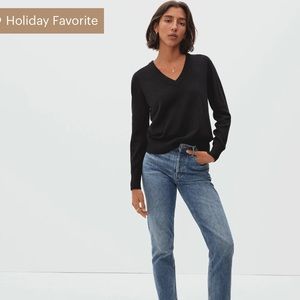 XS Everlane V Neck Cashmere Sweater Black